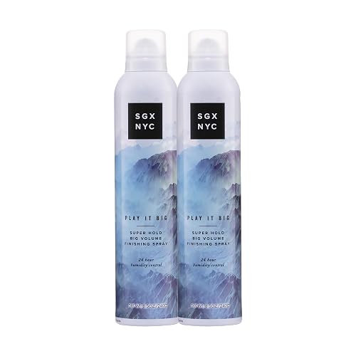 SGX NYC Play it Big Super Hold Volume Finishing Spray - Long Lasting Hair Spray with Anti Frizz Finish - Paraben Free with Coconut Oil - 2 pc Beauty & Personal Care SGX NYC