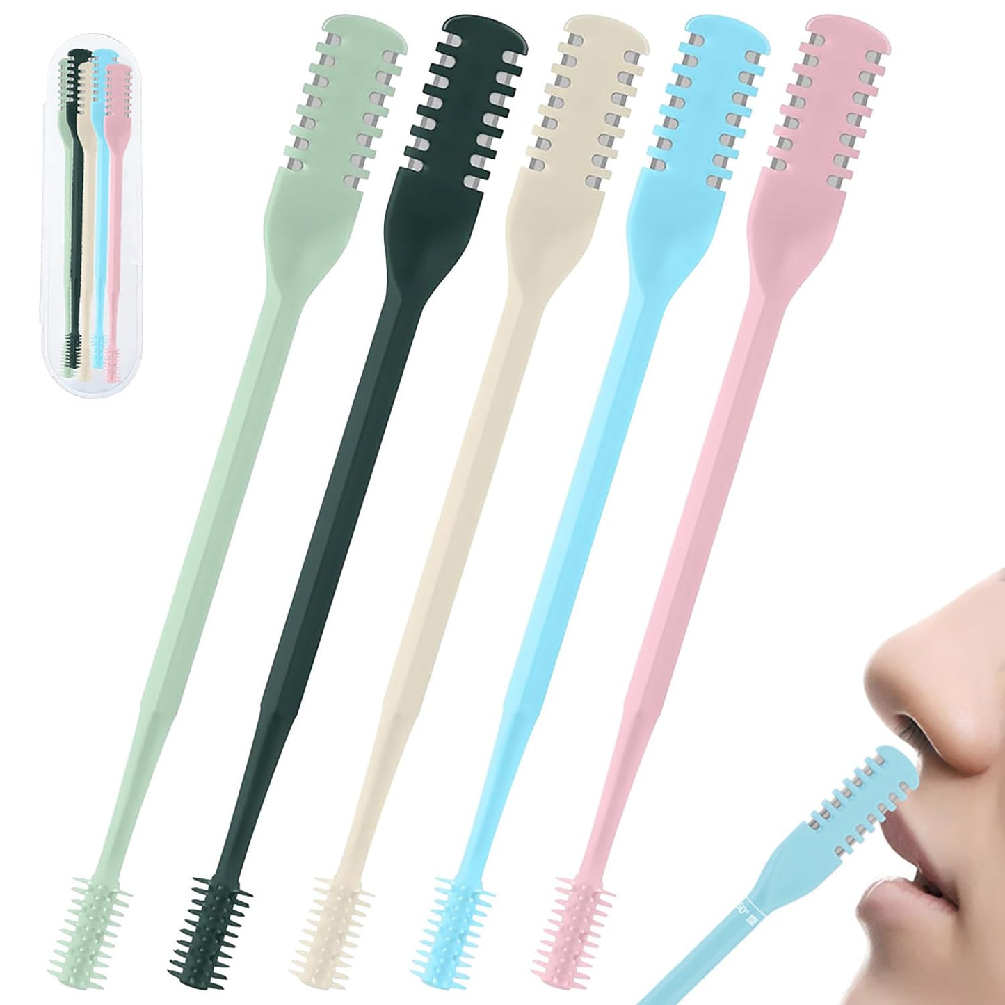 JIAOYANG 5Pcs 2-in-1 Nose Hair Trimmer for Men Women: 2026 New Portable Double Sided 360° Rotating Nasal Hair Cutter for Women Home Travel Beauty and Personal Care JIAOYANG