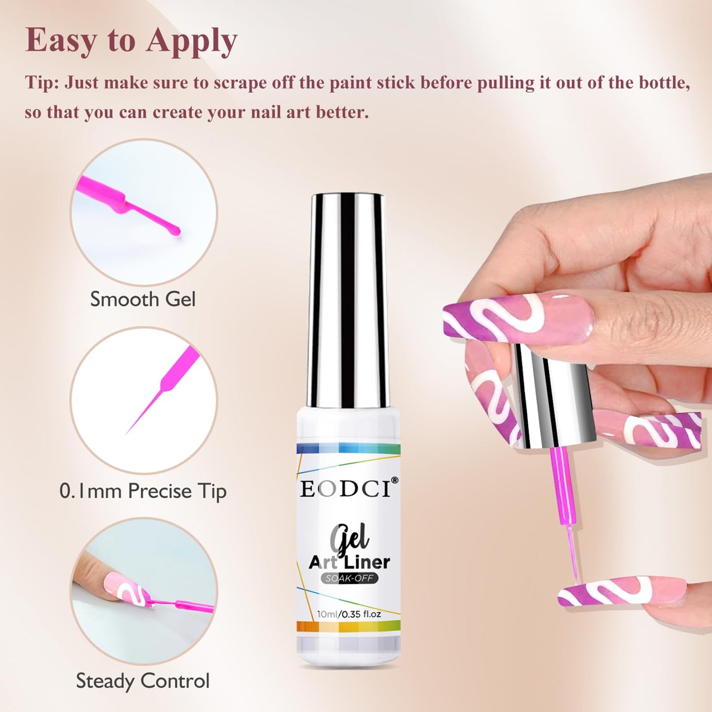 eodci Nail Art Gel Liner Set, 12 Colors Black Red Pink Yellow Green Glitter Fall Winter Gel Polish for Swirl French Tip Painting Designs Soak Off Beauty & Personal Care eodci