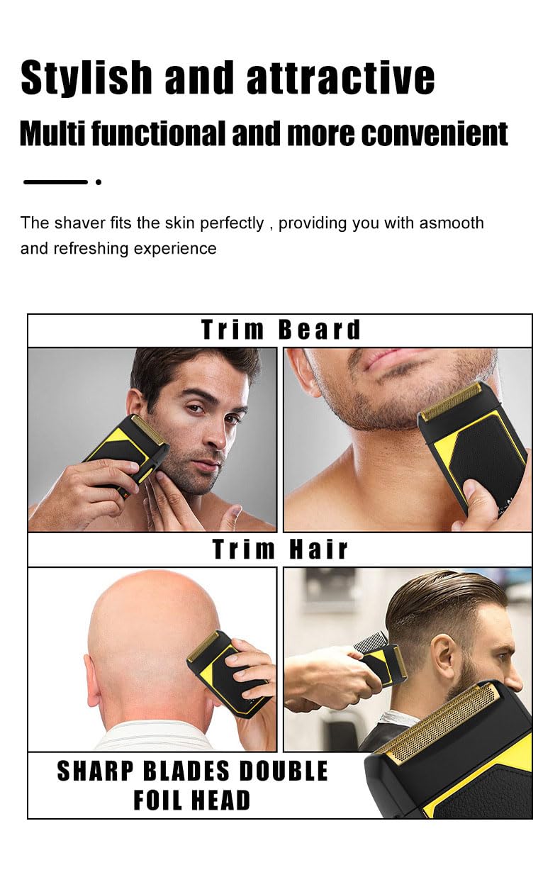 Electric Foil Shavers for Men, Razor for Face - 2 Floating Blades, IPX7 Waterproof, LED Display, Rechargeable,Wet/Dry Hair Beard Trimmer for Travel Beauty and Personal Care QDKVTNDJZ