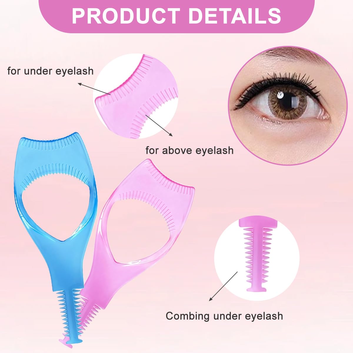 3PCS Random Color Plastic Makeup Upper Lower Eye Lash Mascara Applicator Guard With Comb Eyelashes Curlers Applicators For Women Girls Beauty & Personal Care ASTRQLE
