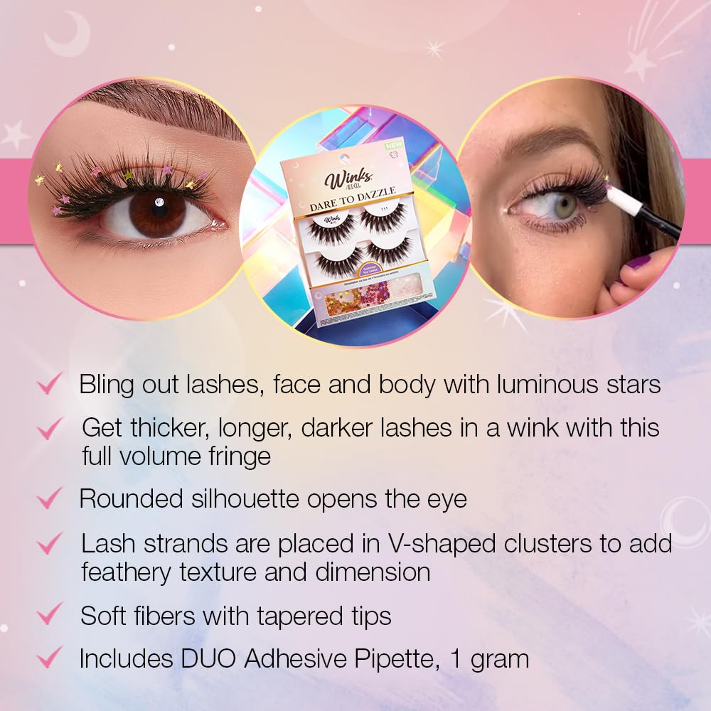 Ardell Winks 111 Lash Kit, Includes False Lashes, 144 Jewels, Lash Adhesive, Picker Tool - Complete False Eyelashes Set Beauty & Personal Care Ardell