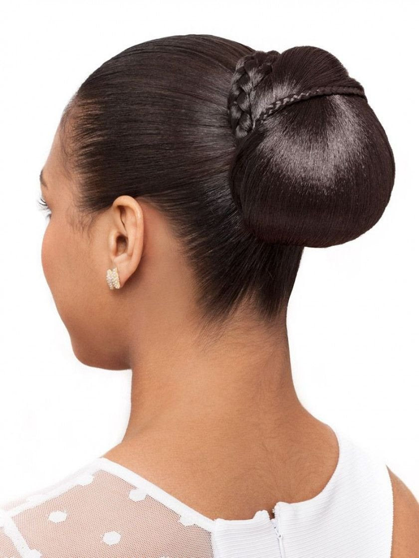 Micro Dome Hairpiece Color FS4/27 - Foxy Silver Wigs Petite Ballet Formal Bun Updo Mini Braids Synthetic African American Lightweight Bundle MaxWigs