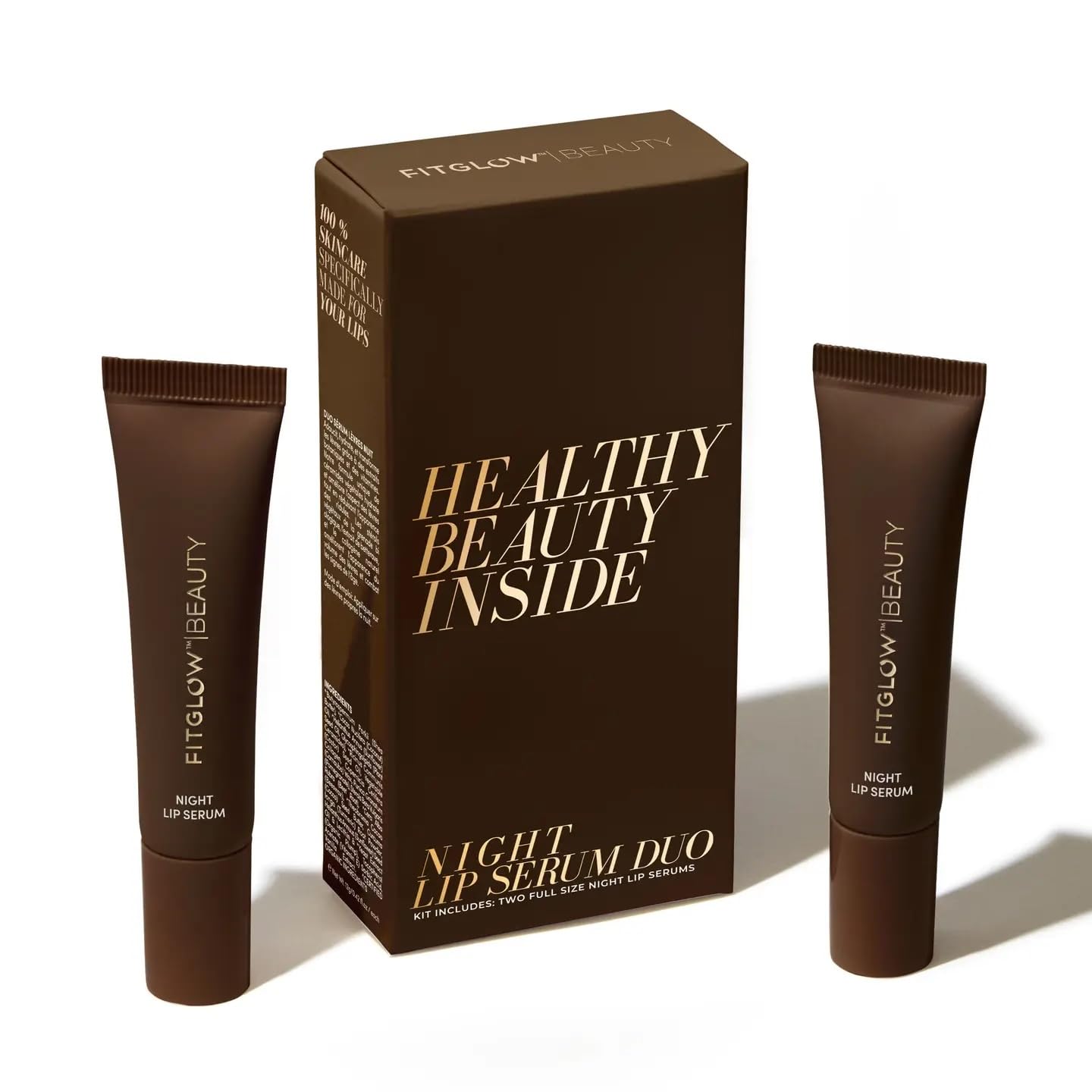 Fitglow Beauty Night Lip Serum 10 Year Anniversary Duo - Sleeping Mask - Plant-Powered Natural Overnight Mask Skincare - Hydrating Moisturizer for Dry Beauty and Personal Care FITGLOW