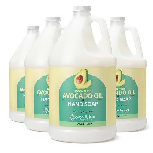 Ginger Lily Farms Botanicals 100% Pure Avocado Oil Hand Soap for All Skin Types, 100% Vegan & Cruelty-Free, 1 Gallon Refill (Pack of 4) Beauty & Personal Care Ginger Lily Farms