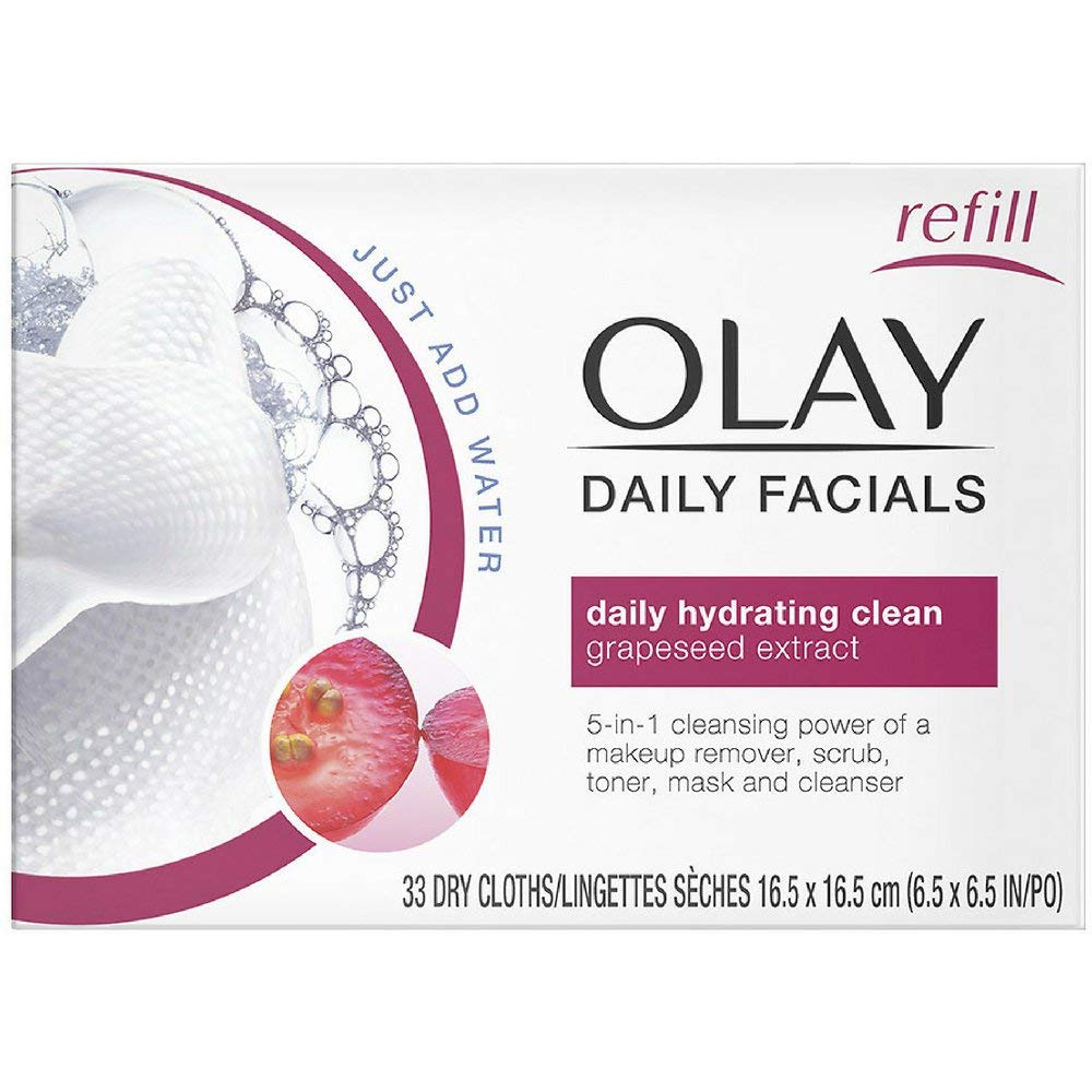 OLAY Daily Facial Hydrating Cleansing Cloths with Grapeseed Extract, Makeup Remover 33 ea (Pack of 8) Beauty & Personal Care Olay