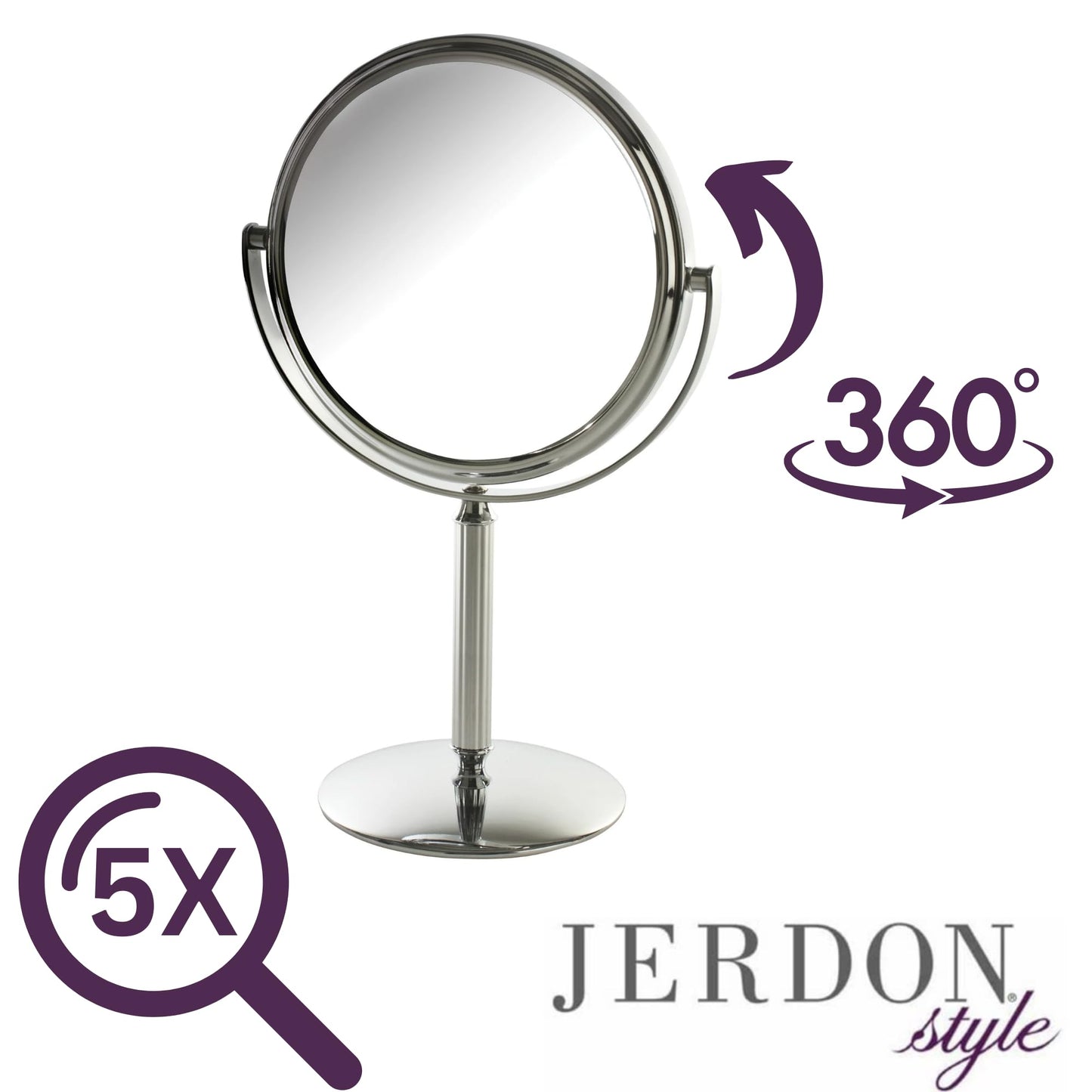 Model's Choice Two-Sided Tabletop Makeup Mirror - Makeup Mirror with 5X Magnification & Swivel Design - Portable 5.5-Inch Diameter Mirror in Chrome Beauty & Personal Care Model's Choice
