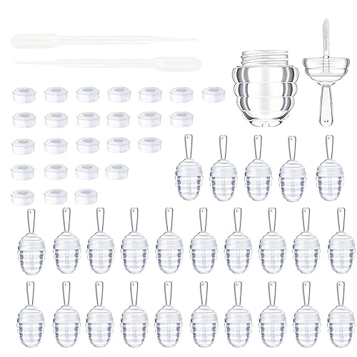 25 Pieces Honey comb Shaped 6ml Lip Gloss Tube Empty Plastic Lip Gloss Container Mini Clear Refillable Lip Balm Bottle Container with 2 Pieces Plastic Beauty & Personal Care COSIDEA