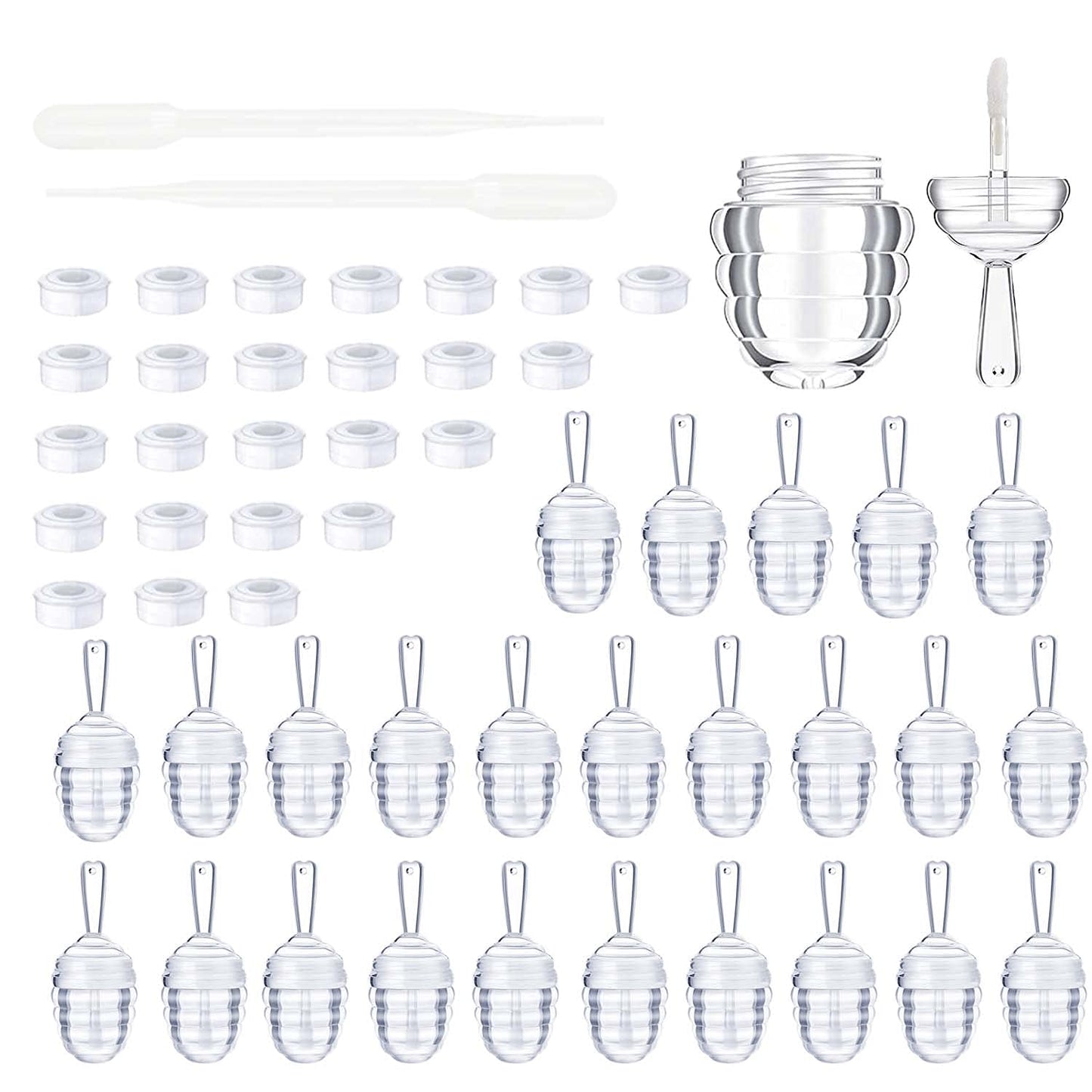 25 Pieces Honey comb Shaped 6ml Lip Gloss Tube Empty Plastic Lip Gloss Container Mini Clear Refillable Lip Balm Bottle Container with 2 Pieces Plastic Beauty & Personal Care COSIDEA