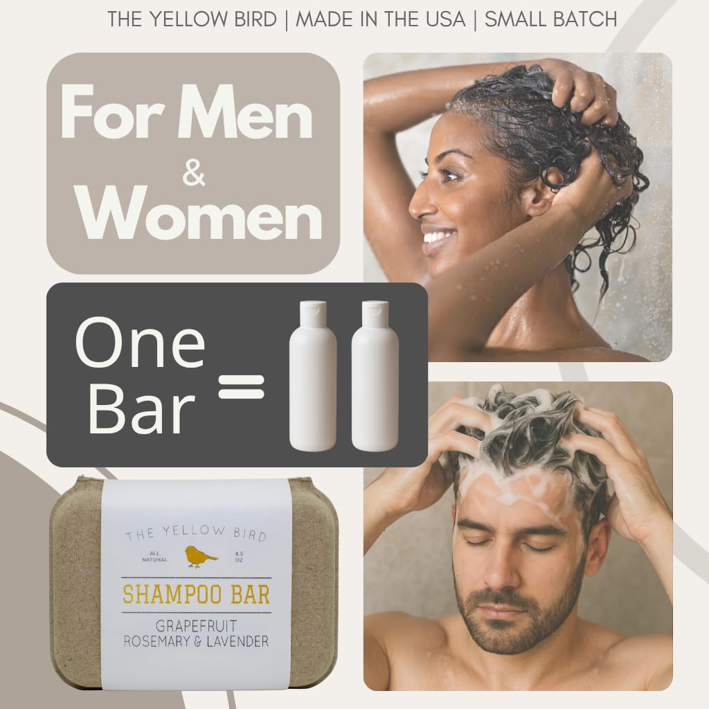 The Yellow Bird Solid Bar Shampoo Soap. Grapefruit, Rosemary, and Lavender. Mild Natural and Organic Ingredients. Sulfate Free. Gentle Scalp + Hair Beauty & Personal Care The Yellow Bird