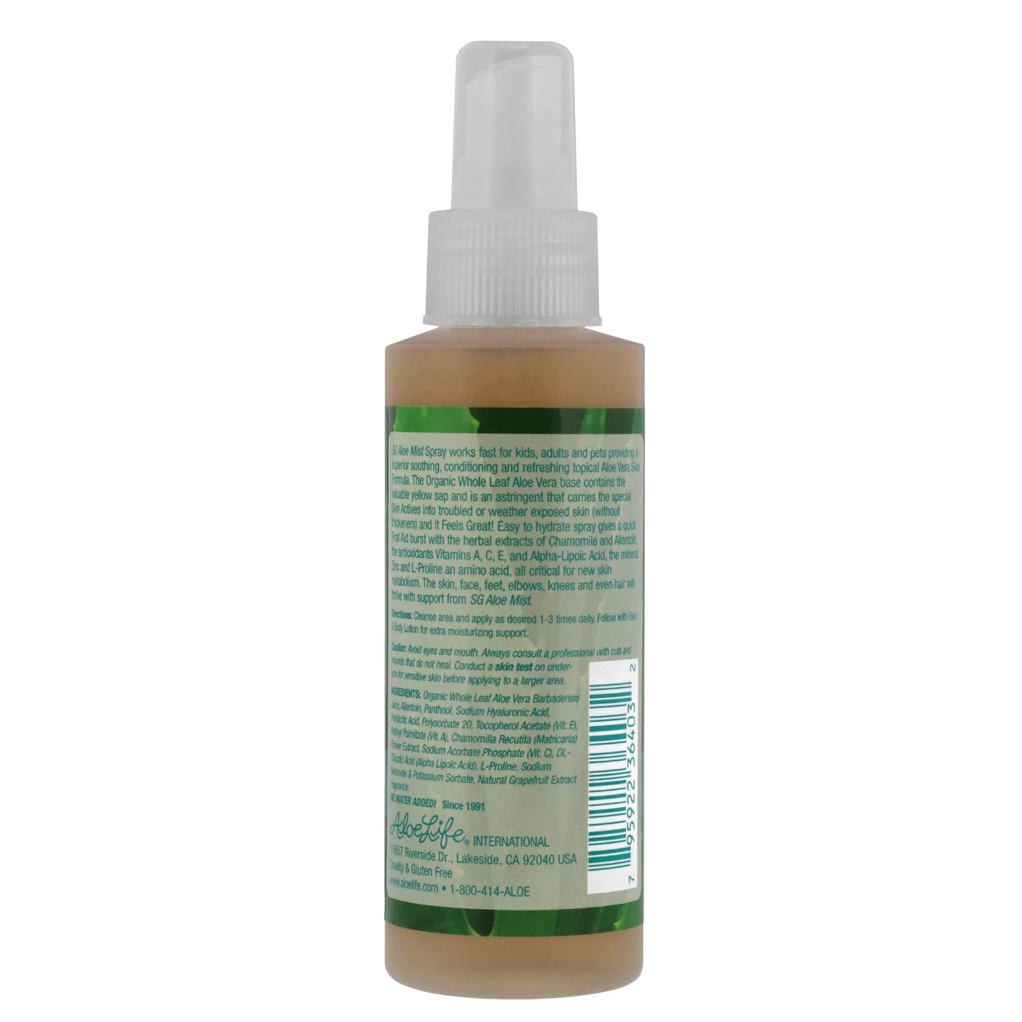 Aloe Life SG Aloe Mist Gel - Topical Skin Conditioner, Whole Leaf Aloe Vera Juice Concentrate, Contains Special Skin Actives, Vitamin A, C, & E, Helps Beauty & Personal Care Aloe Life