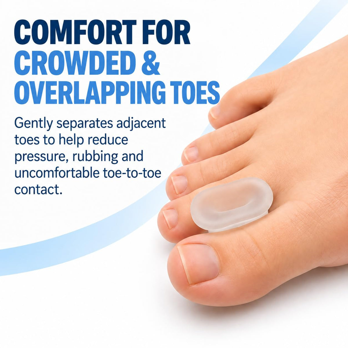 PediFix Visco-Gel Toe Spacers, Large - Gel Separators for Crowded Toes