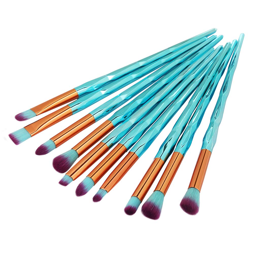 MIPPER 10pcs Diamond Handle Eye Makeup Brushes?Eyebrow Eye shadow Eyeliner Nasal shadow Cosmetics Brush Tool (green) Beauty & Personal Care MIPPER