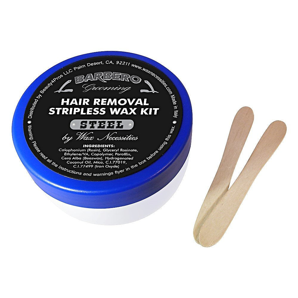 Waxness Barbero Steel Hard Wax Beads, Microwavable Wax Kit 8.45 fl oz (250 ml) - Stripless Hard Wax for Men’s Grooming, Effective on Coarse Hair Beauty and Personal Care Waxness
