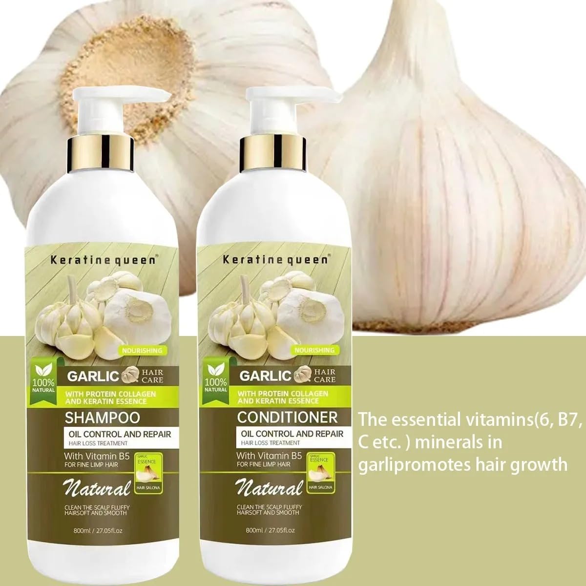 STYLE TREE Keratinequeen Garlic Hair Repair Set - Shampoo, Conditioner & Mask with Collagen & Keratin - 3-Piece Sulfate-Free Set for Hair Loss, Oil Beauty & Personal Care STYLE TREE Keratinequeen