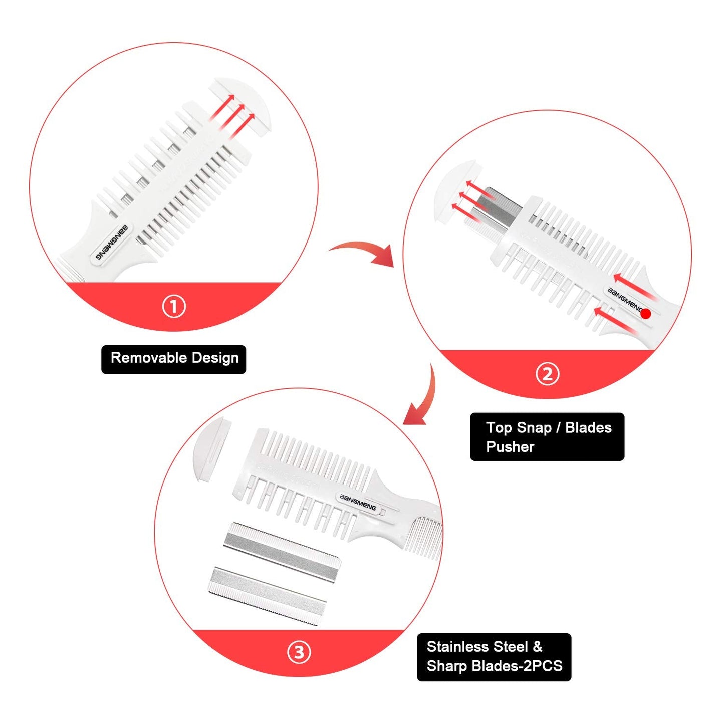 BANGMENG Hair Cutter Comb, Shaper Razor Comb, Split Ends Trimmer Styler, Double Edge Razor Blades for Thinning, Cutting and Styling, Extra 5 Blades Beauty and Personal Care BANGMENG