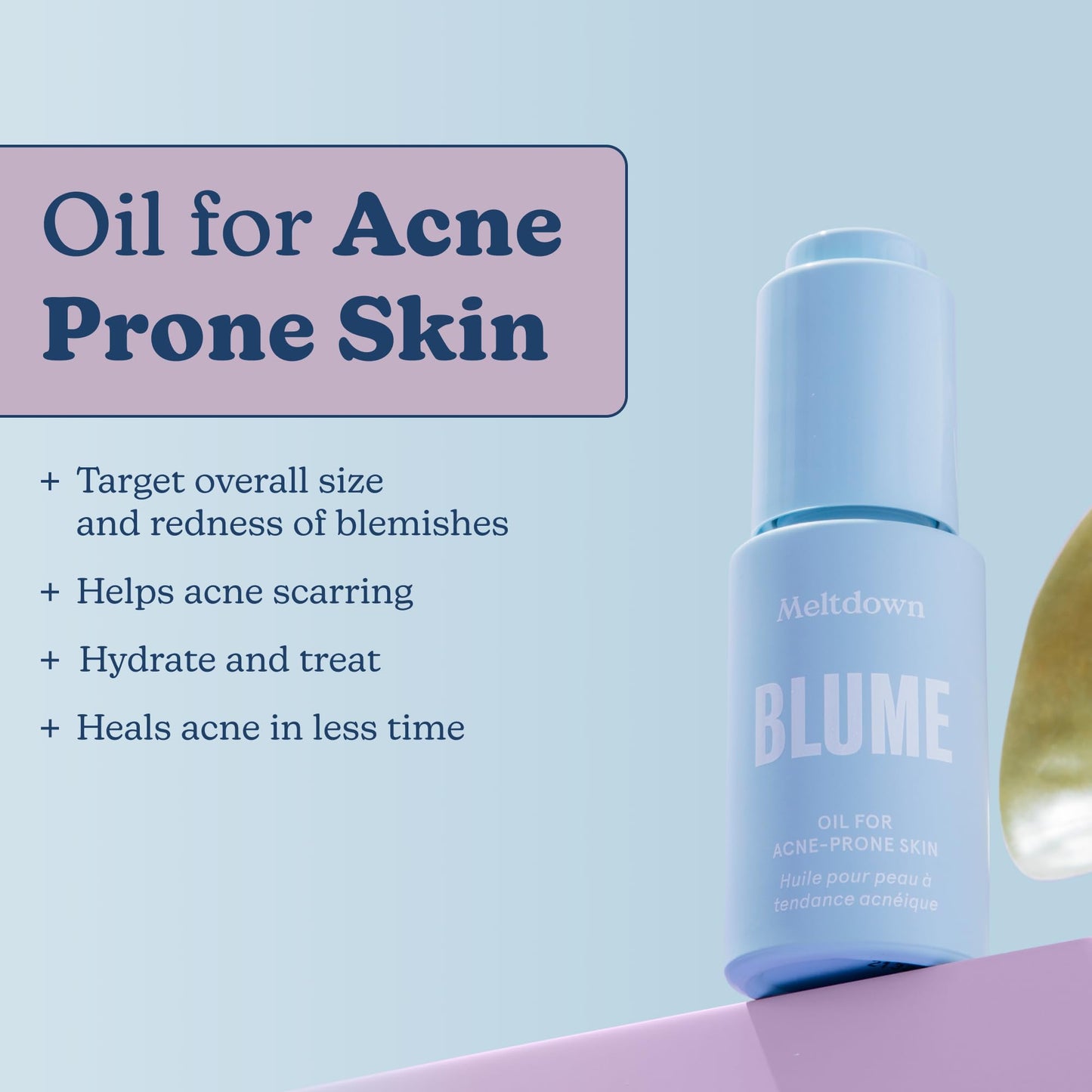 Blume Meltdown Face Oil for Women & Men - Non-Comedogenic Acne Serum with Rosehip Oil, Blue Tansy & Black Cumin Seed - Helps Reduce Redness, Smooth Beauty & Personal Care Blume