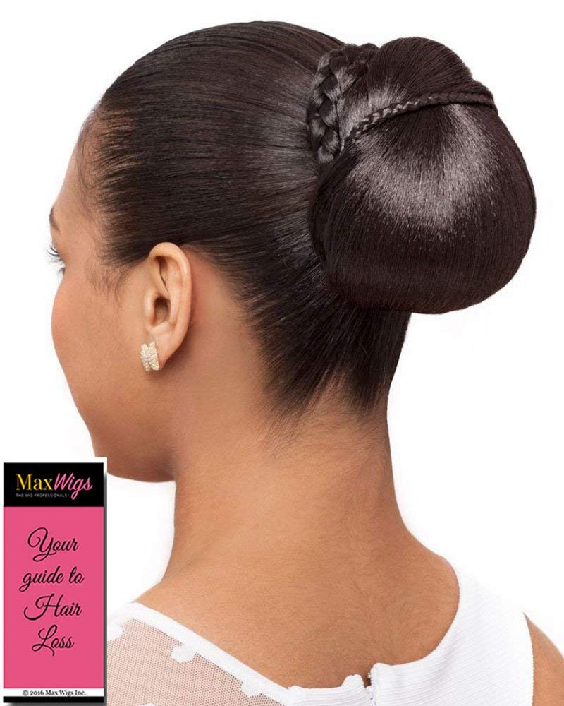 Micro Dome Hairpiece Color FS4/27 - Foxy Silver Wigs Petite Ballet Formal Bun Updo Mini Braids Synthetic African American Lightweight Bundle MaxWigs