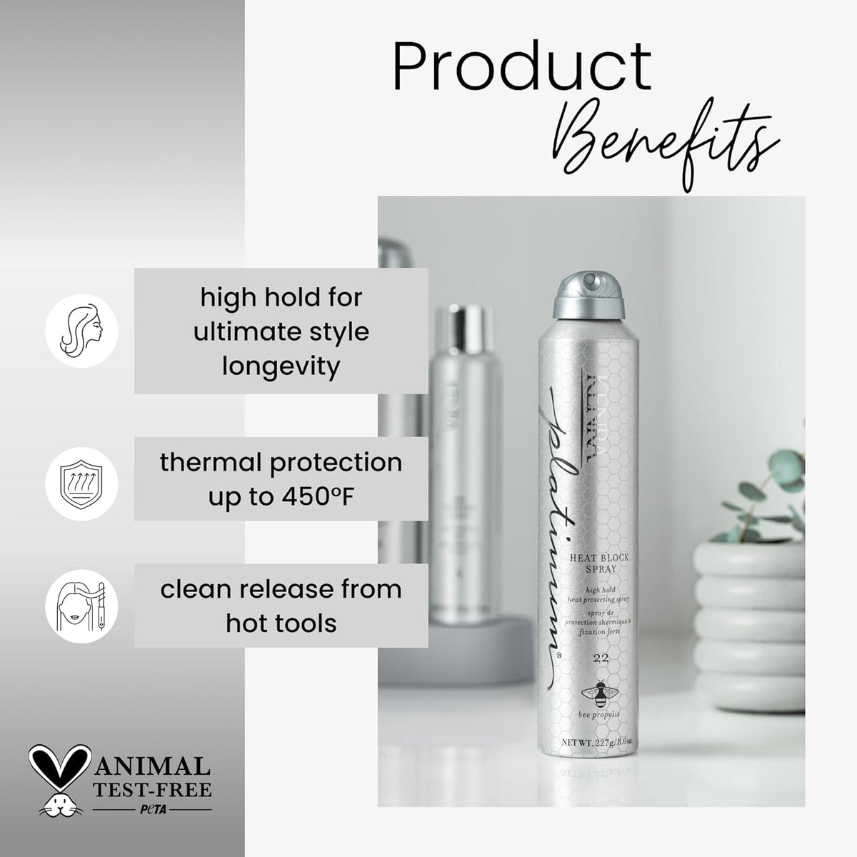 Kenra Professional Platinum Heat Block Spray 22 | Heat Protecting Hairspray | High Hold For Ultimate Style Longevity | Clean Release From Hot Tools |