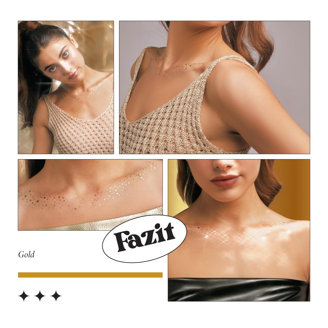 Fazit Makeup Patches - Gold Decollatage Speckles - Glow Up Make-Up Patches - Cute Glitter Makeup Accessories for Women - Cosmetic Glitter Beauty & Personal Care Fazit