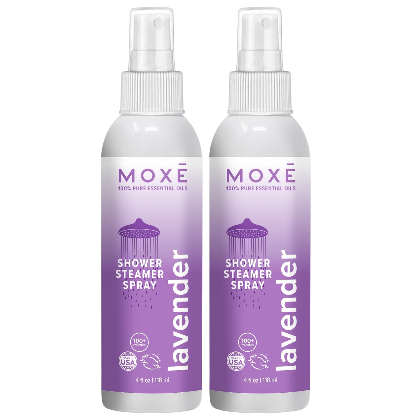 MOXE Lavender Oil Shower Mist, Spa Steam Spray, Certified Natural 100% Essential Oils, Made in USA, Aromatherapy, Tension Relief (4 FL Oz, Pack of 2) Beauty and Personal Care MOXE