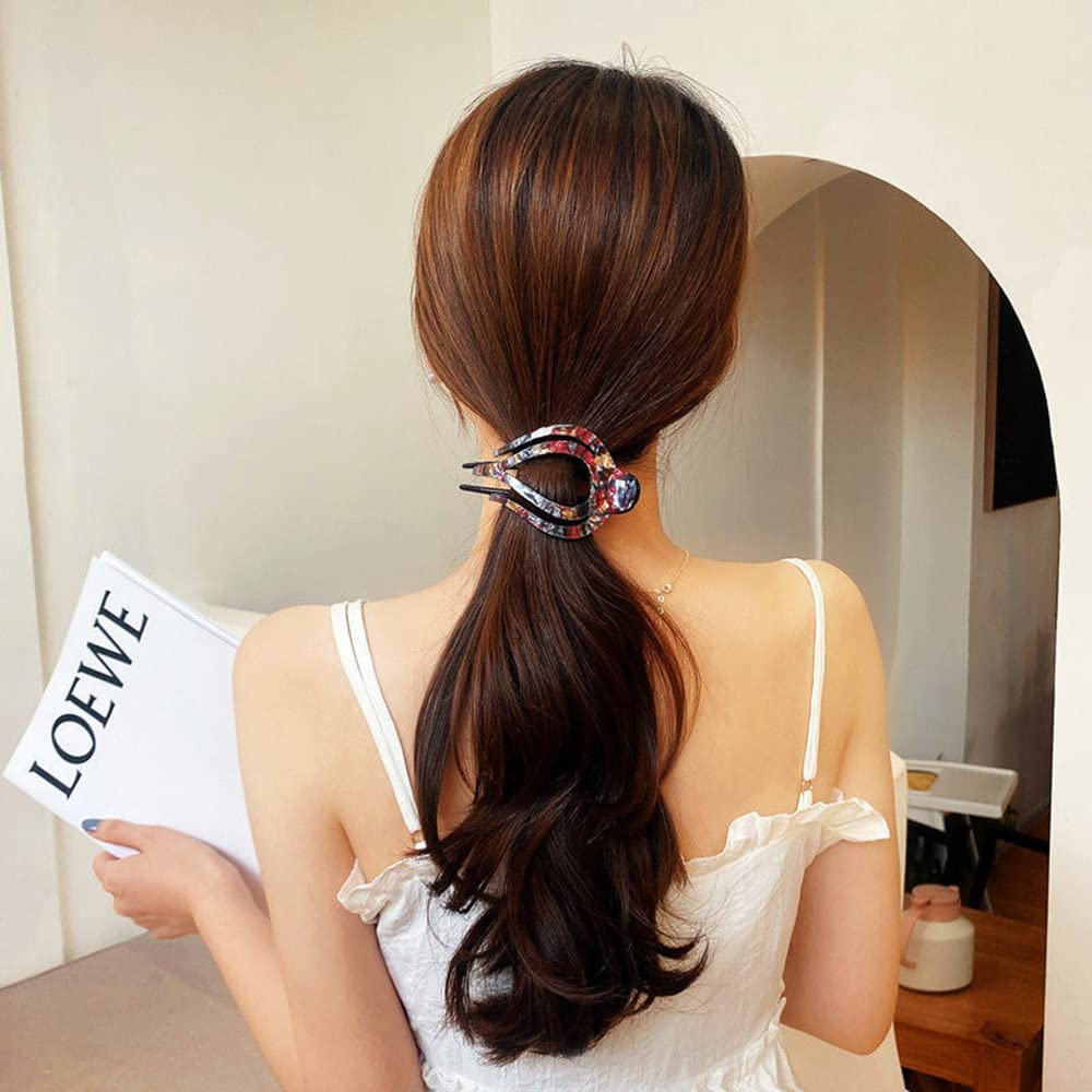 Yusier 2pcs Heart Duckbill Clip French Curved Flat Hair Clip Non-Slip Barrettes for Thick Hair Bun Hair Clip Unique Hair Accessories for Women (Rock Beauty & Personal Care Yusier