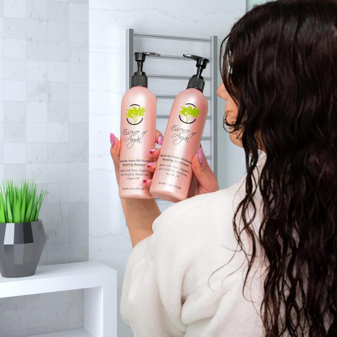 Essence of Argan Moroccan Argan Oil Shampoo and Conditioner Set - Sulfate & Paraben Free, Volumizing and Hydrating Organic Hair Care for Smooth Beauty & Personal Care Essence Of Argan