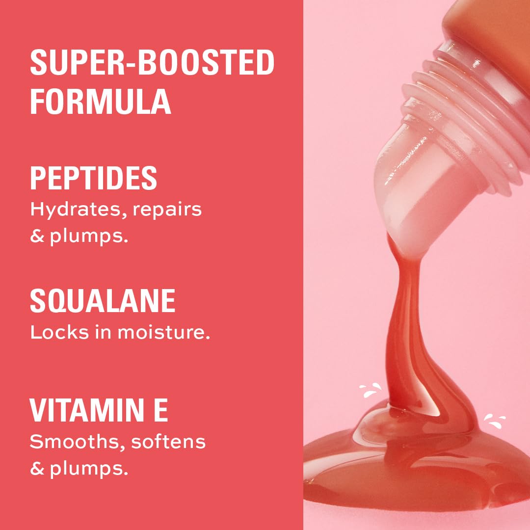Revolution, Juicy Peptide Lip Balm, Sheer to Buildable Tint with Hydrating & Nourishing Peptides, Squalane & Vitamin E, Pink Strawberry, 0.27 fl oz Beauty and Personal Care Revolution Skincare London