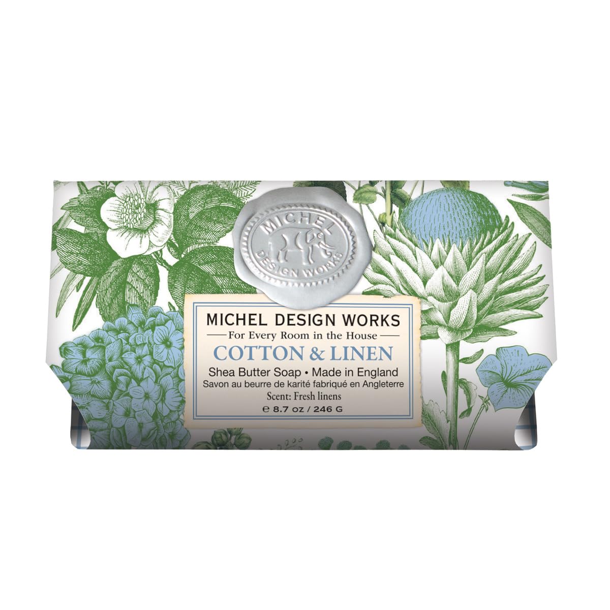 Michel Design Works Cotton & Linen Large Bath Soap Bar, 8.7 oz Beauty & Personal Care Michel Design Works