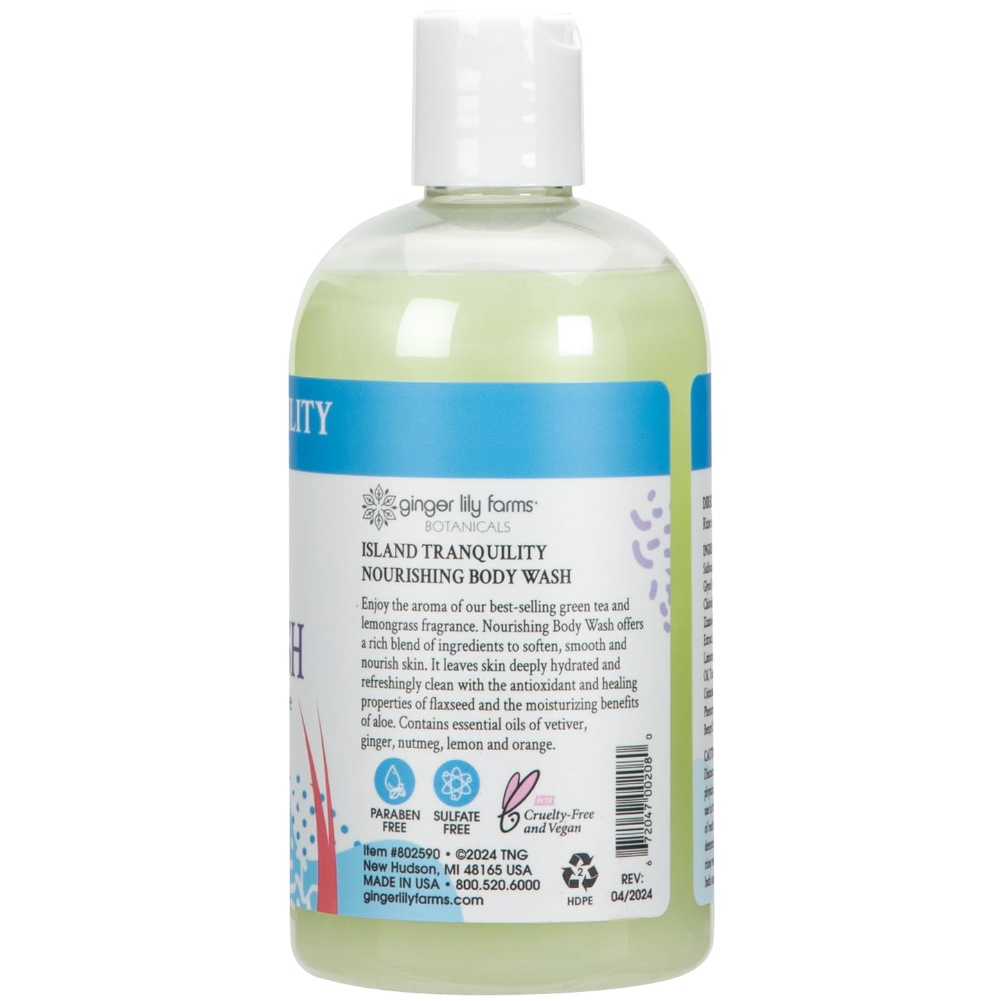 Ginger Lily Farms Botanicals Nourishing Body Wash, Island Tranquility, 100% Vegan & Cruelty-Free, Green Tea & Lemongrass Scent, 12 Fl Oz Beauty & Personal Care Ginger Lily Farms