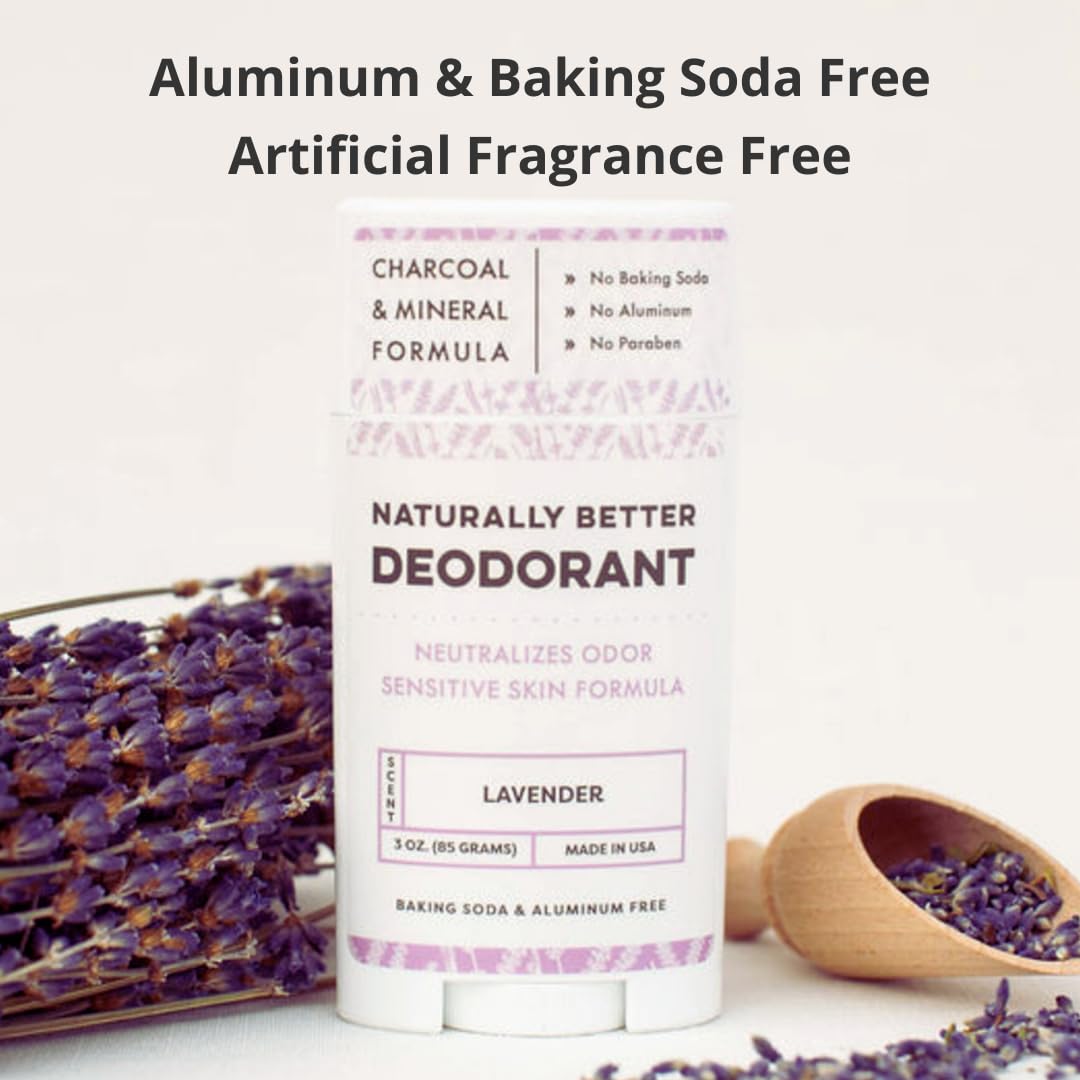 Lavender Naturally Better Deodorant - Sensitive Skin Formula, Aluminum-Free, Baking Soda-Free, All-Natural, Magnesium & Activated Charcoal Beauty and Personal Care NATURE'S APOTHECARY