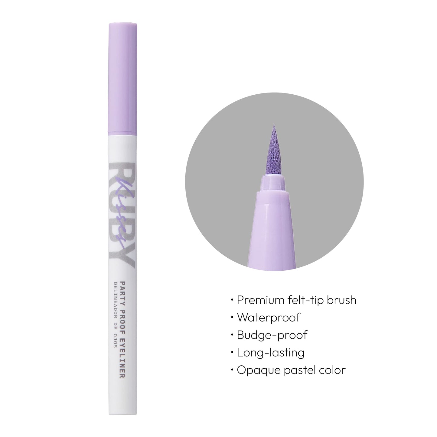 Ruby Kisses Party Proof Eyeliner, Pastel Colors Premium Felt-tip Waterproof Long-lasting Eyeliner (Lavender Latte) Beauty & Personal Care Ruby Kisses