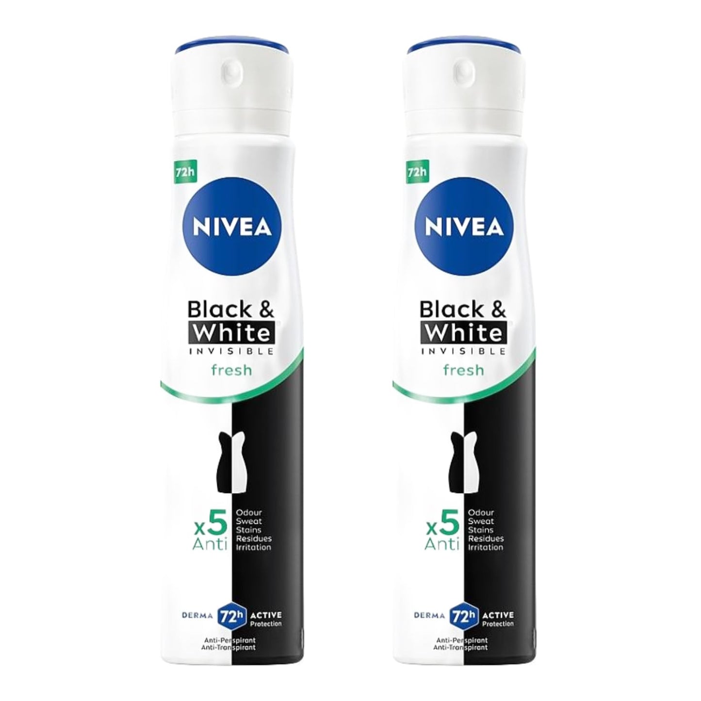 Nivea Black & White Invisible Fresh Anti-Perspirant Deodorant Spray 200ml - 72H Protection, No White Marks on Dark Clothes, No Yellow Stains on Beauty and Personal Care NIVEA