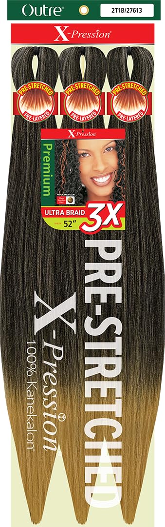 Outre X-Pression Braid - Pre Stretched Braid 52" 3X (3 Pack, 2T1B/27613)