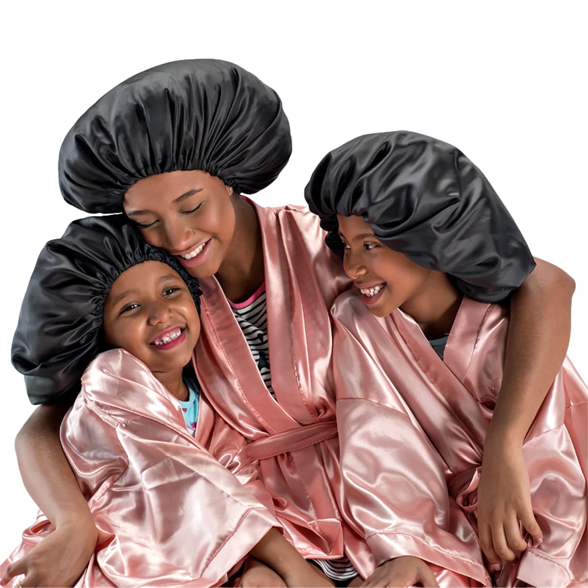 DOMPEL Satin Hair Cap for Curly, Voluminous, or Straight Hair - Prevents Frizz, Dryness, Knots, and Hair Breakage During Sleep - Model 392 Black Beauty and Personal Care DOMPEL
