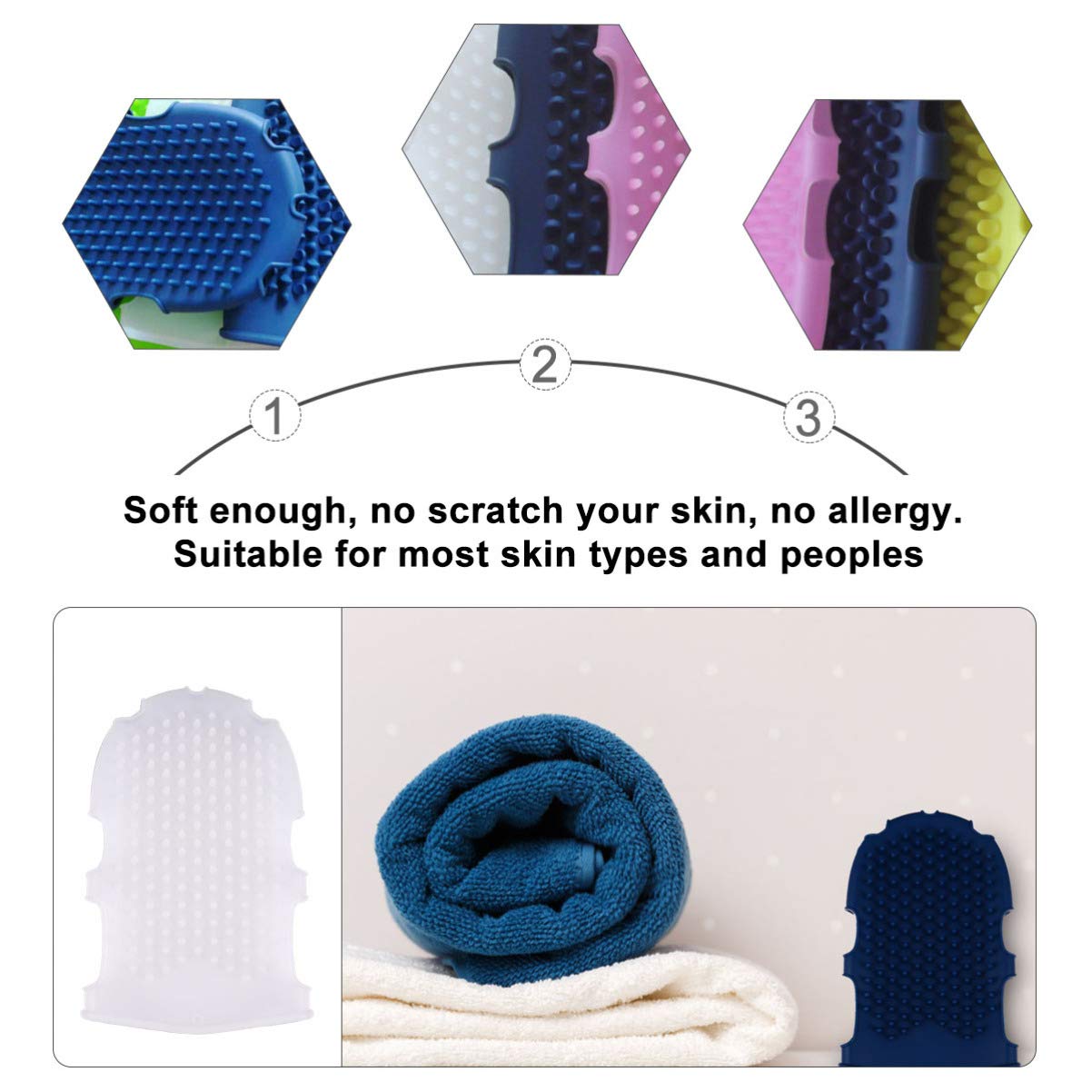 COHEALI 2 Pcs Silicone Massage Glove Bath Massage Brush for Shower Exfoliating Body Scrubber Mitt Soft Hand Fit Design 6.69 X 3.93 X 0.78 in Beauty and Personal Care COHEALI