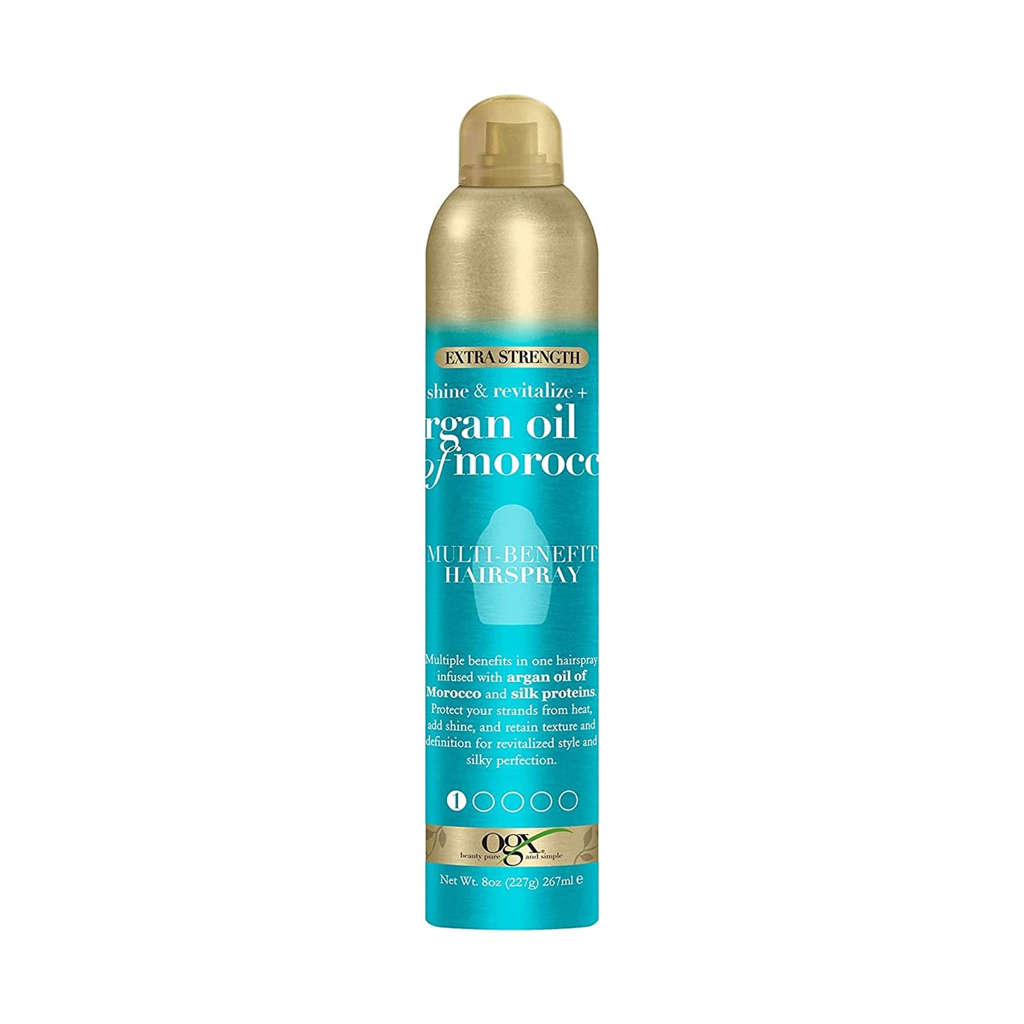 OGX Revitalize + Argan Shine Extra Strength Multi-Benefit Heat Protection Hairspray with Argan Oil & Silk Proteins, Tame Frizz & Non-Greasy Shine Beauty & Personal Care OGX