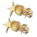 2 Pack Metal Starfish Shell Hair Clips French Barrettes Pins Slides Stylish for Women Girl Gold or Silver Hair Jewelry Accessories (Gold) Beauty & Personal Care ovche