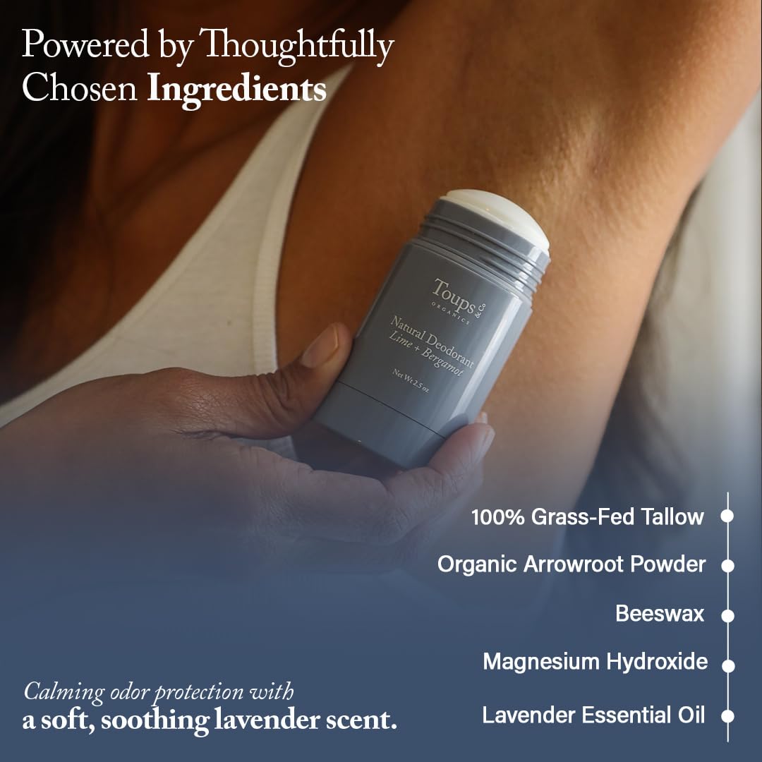 Toups & Co Natural Lavender Deodorant - Aluminum & Baking Soda Free - Grass-Fed Tallow Formula - Long-Lasting Odor Protection - Gentle for Sensitive Beauty and Personal Care Toups and Co