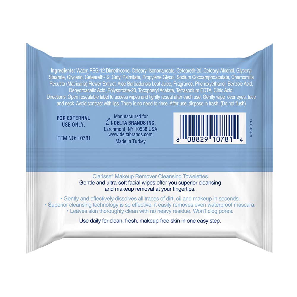Clarisse 10781-12 Make Up Remover Cleansing and Moisturizing Towelettes, 30-Ct. - Quantity 1212 Beauty & Personal Care Clarisse