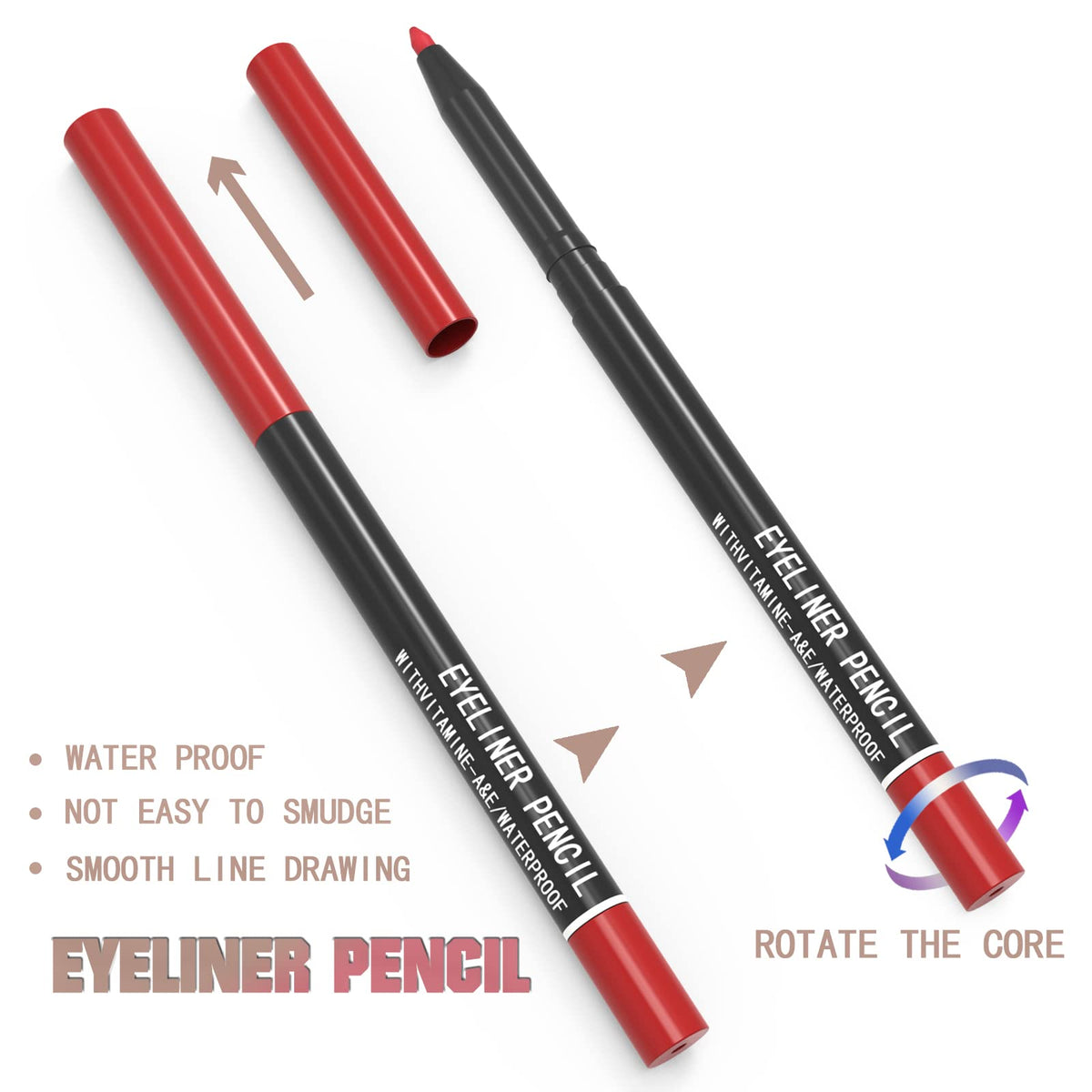 KAIQIKAIXI 12 Kinds Of Color Eyeliner Pen, Eyebrow,Eye Shadow Pencil, Lip Line Pen, Eyelid Pad, Pencil Makeup Set Tool 12PCS (Multicolor) Beauty & Personal Care KAIQIKAIXI