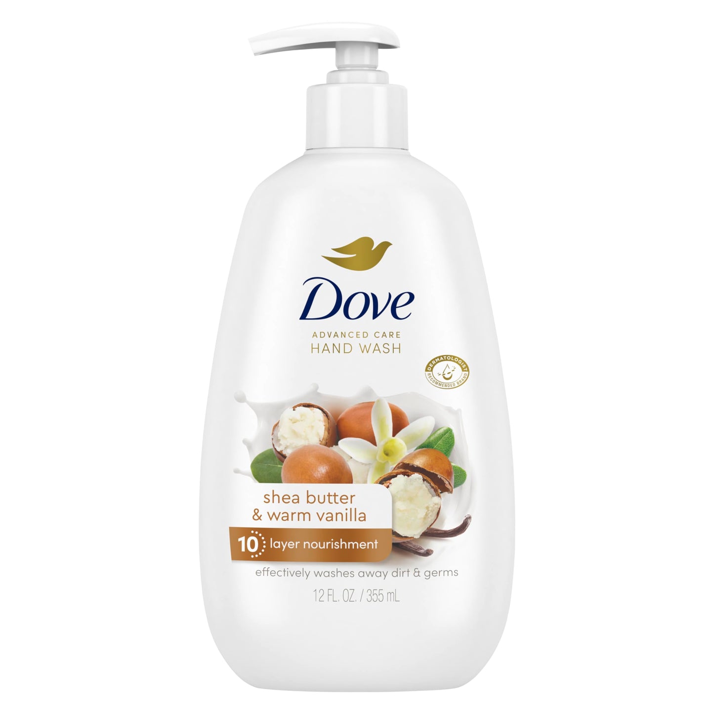 Dove Advanced Care Shea Butter & Warm Vanilla Hand Wash for Soft, Smooth Skin, More Moisturizers Than The Leading Ordinary Hand Soap 12 oz Beauty & Personal Care Dove