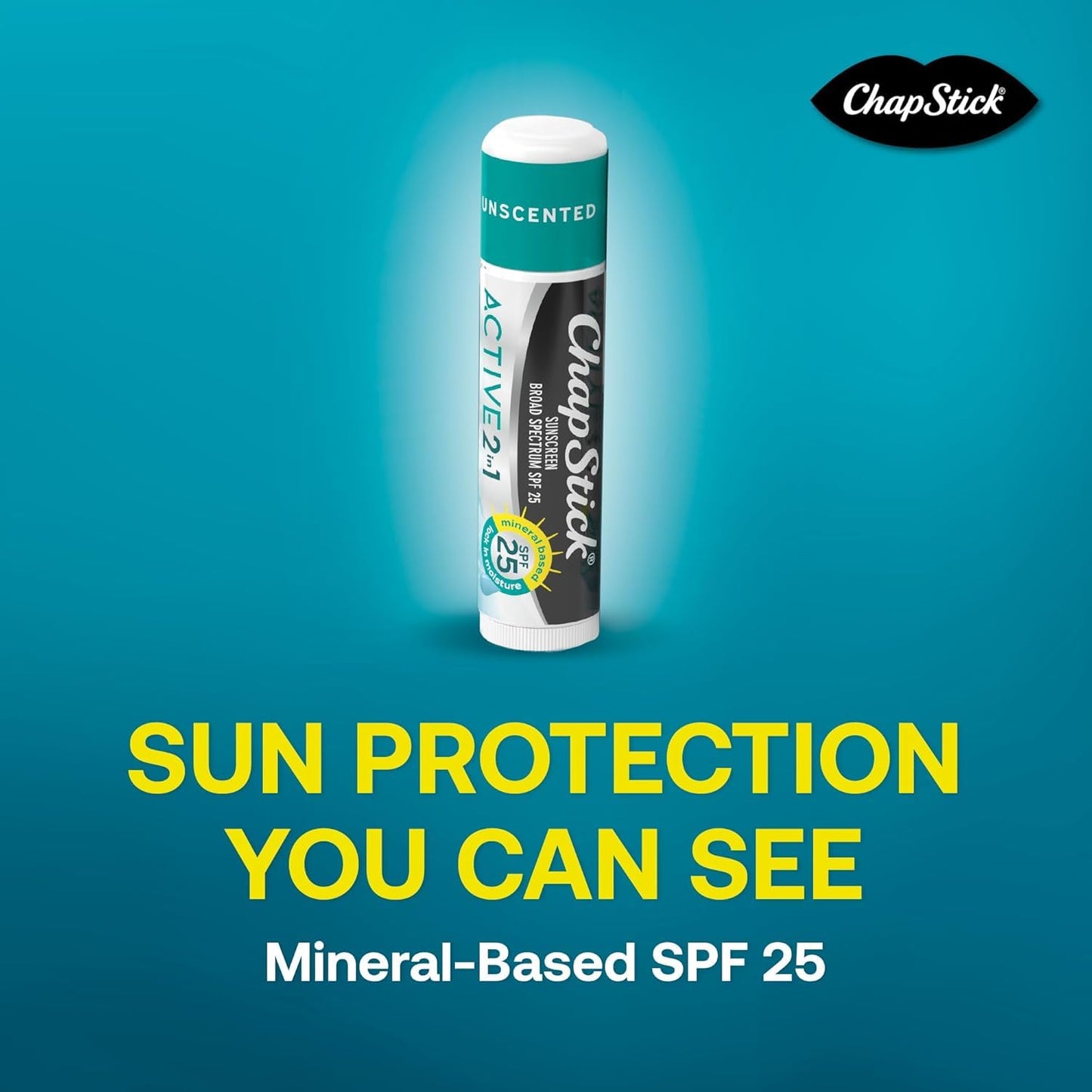 ChapStick Lip Sunscreen Active 2-in-1 Unscented Lip Balm with SPF 25, 0.15 Oz Ea Beauty & Personal Care ChapStick