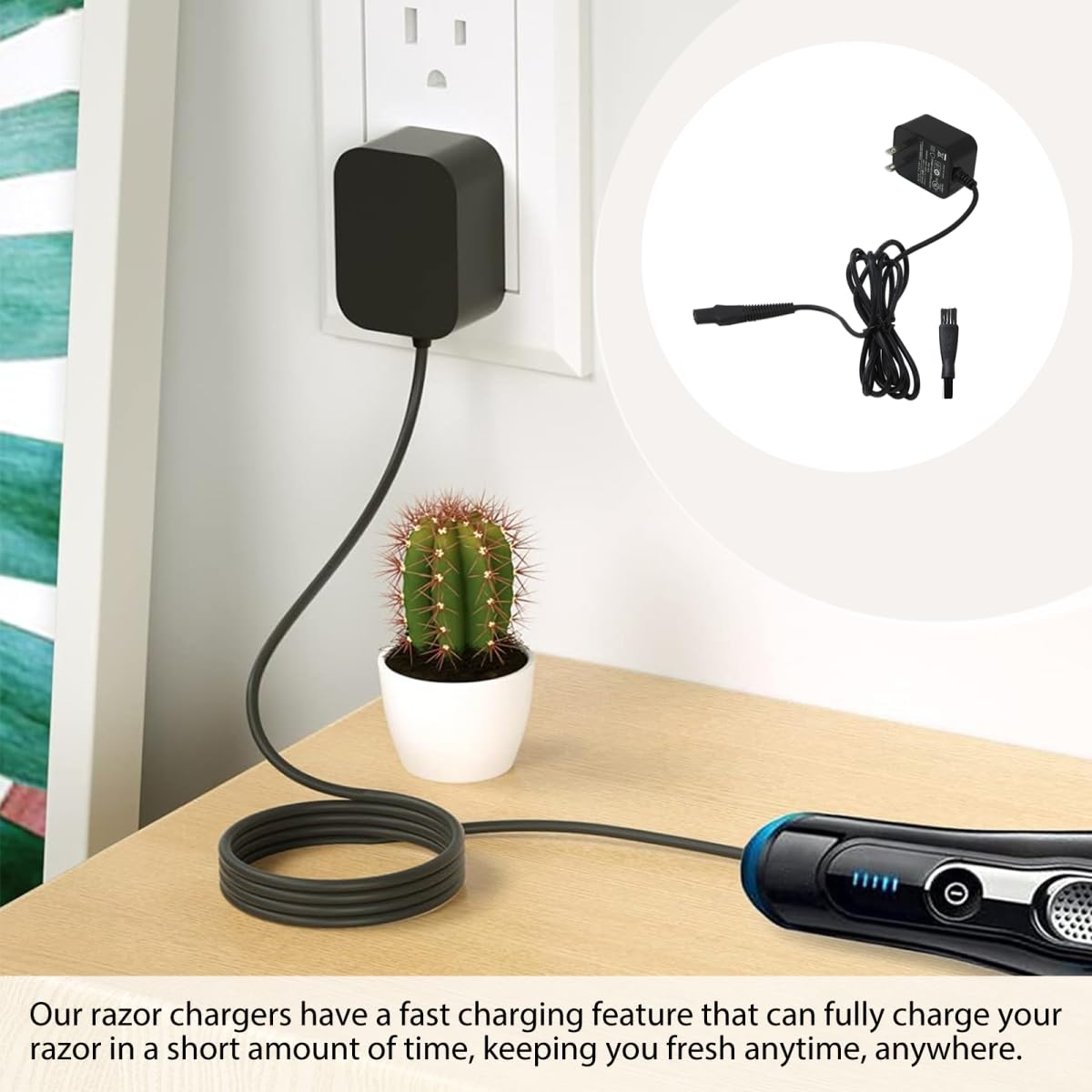 Shaver Charger 12V 400mA Replacement for B-raun Series 3:350 370 340 320 330 380 310 310s 3000BT 3010BT 340s-4 380s-4 3000s 3040s 3050cc 310-1 340s Beauty and Personal Care USonline911