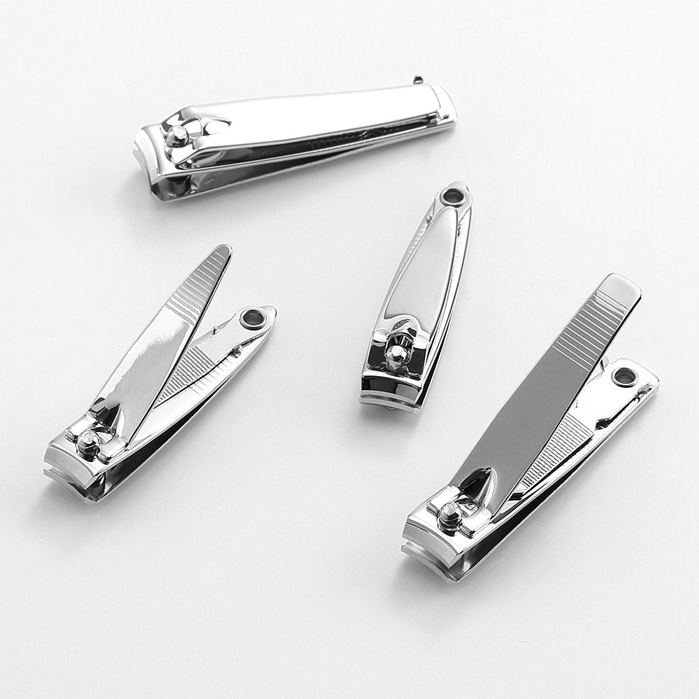4 Pcs Nail Clippers for Fingernails and Tonenail by QLL - Swing Out Nail Cleaner/File - Sharpest Stainless Steel Clipper - Wide Easy Press Lever Beauty & Personal Care QLL