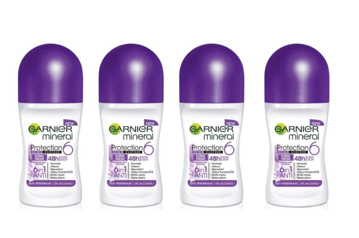 Garnier Mineral 6 in 1 Protection 48h Roll-On Floral Fresh, Roll-On For Women, Anti - Perspirant, Alcohol Free, Let's Skin Breathe, 1.7 Fl.Oz. (PACK Beauty and Personal Care Garnier