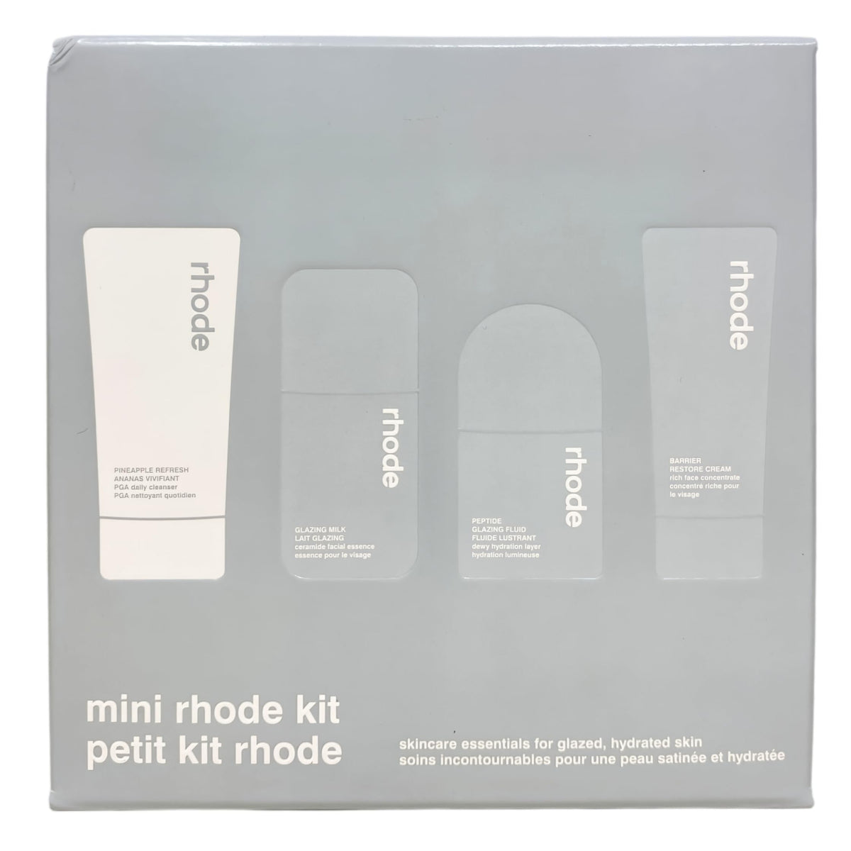 Rhode Mini Kit Glazed Skincare Essentials - 4-Piece Set with Cleanser, Glazing Milk, Peptide Glazing Fluid & Barrier Restore Cream