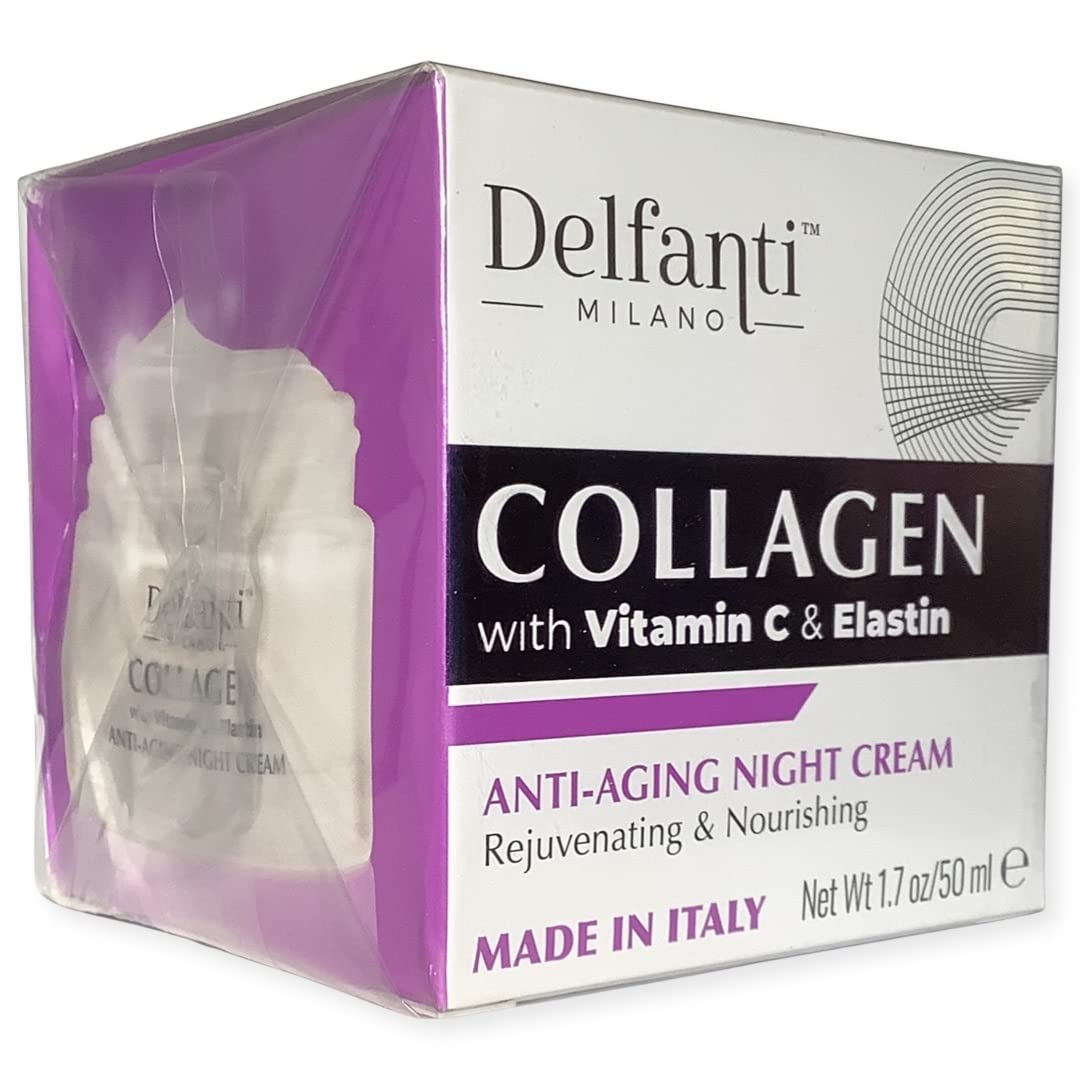 Delfanti-Milano • COLLAGEN with VITAMIN C & ELASTIN • Rejuvenating & Nourishing • Anti-Aging Night Cream • Face and Neck Moisturizer • Made in Italy Beauty & Personal Care Delfanti-Milano
