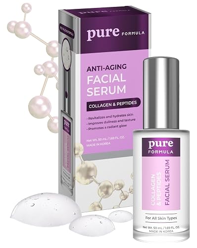 Pure Formula Collagen and Peptides Face Serum - Reduce Wrinkles & Fine Lines, Moisturizing, Skin Firming & Lifting Facial Serum - Cruelty Free Korean Beauty & Personal Care Pure Formula
