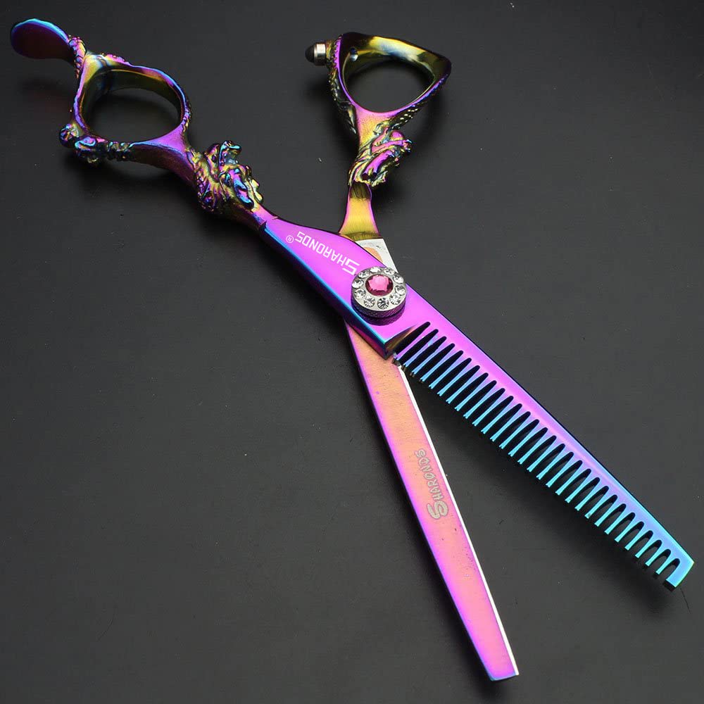 6" Professional Hairdressing Scissors Set, Hair Clipper/Household Stainless Steel Hair Clipper (6 inches, 2 pieces-B)